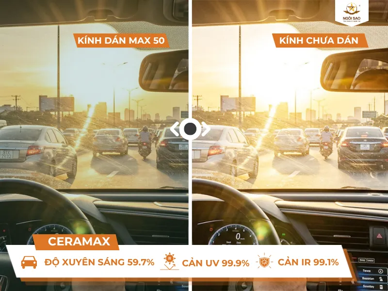 Dán phim cách nhiệt chống chói, đảm bảo an toàn khi lái xe với mã MAX 50